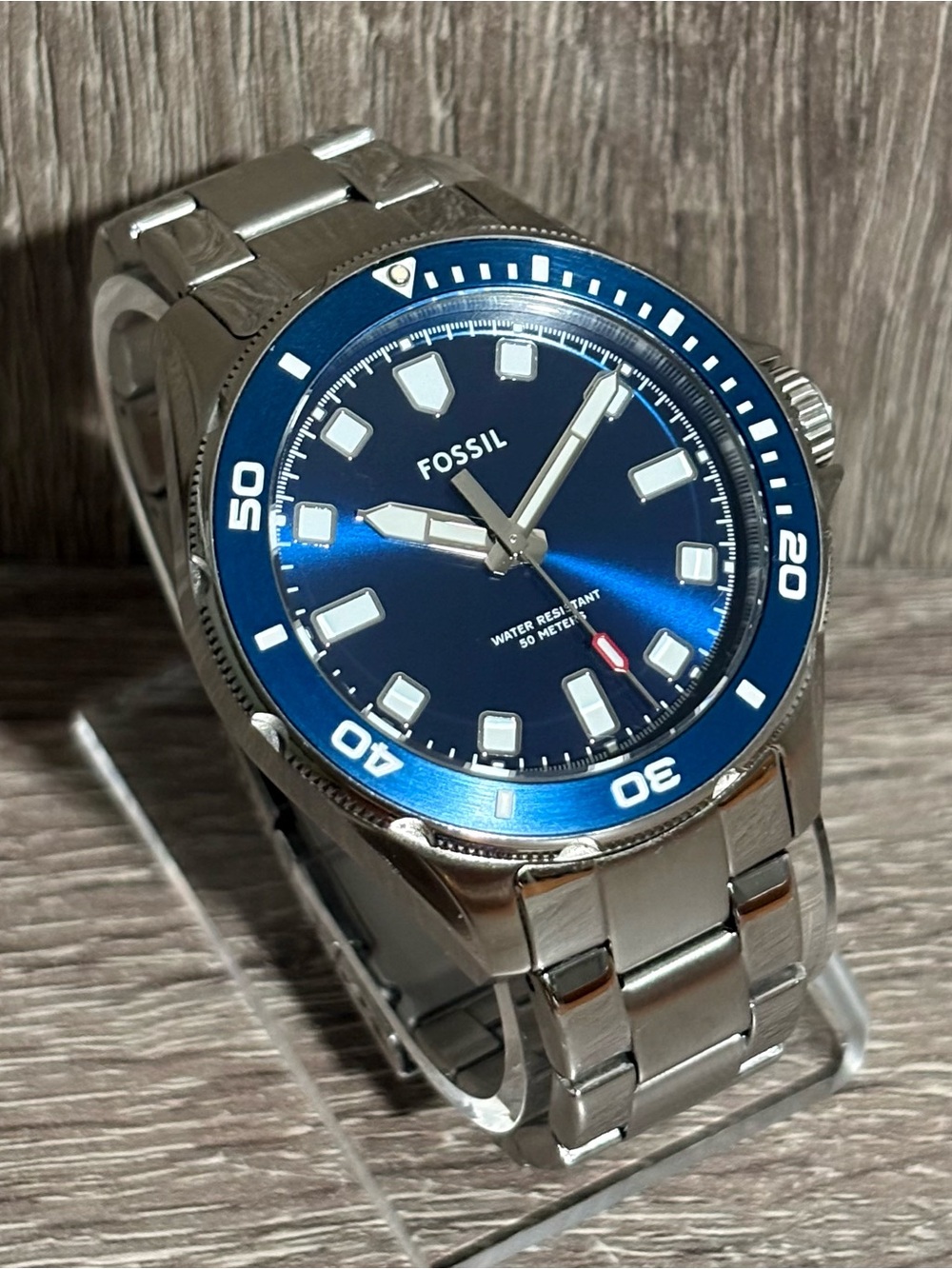 Blue Fossil Dalton Stainless Steel Men’s Watch With New Battery